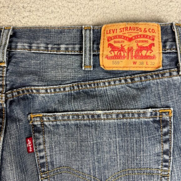 Levis 559 Jeans Mens 38x32 Blue Relaxed Straight Leg Classic Cotton American - Picture 6 of 7